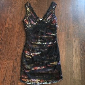 NWT NIKIBIKI Floral/tulle fitted mini dress,Size S